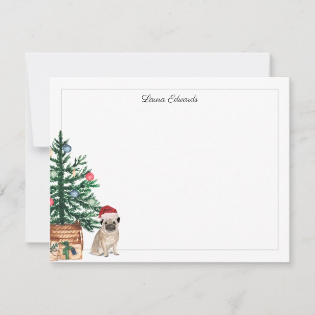 Weihnachtsbaum Pug Urlaub Mitteilungskarte (Vorderseite)
