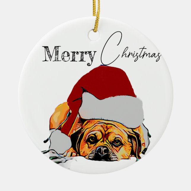 Weihnachtsbaum Puggle Ornament (Vorne)
