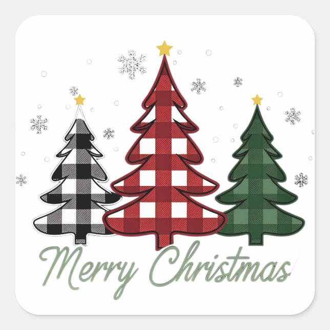 Weihnachtsbaum Quadratischer Aufkleber (Vorderseite)
