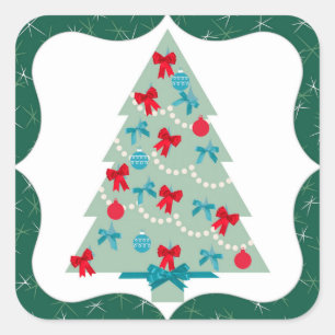 Weihnachtsbaum Quadratischer Aufkleber