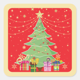 Weihnachtsbaum Quadratischer Aufkleber