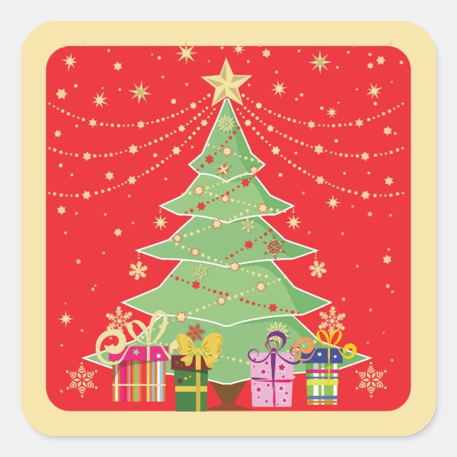 Weihnachtsbaum Quadratischer Aufkleber (Vorderseite)