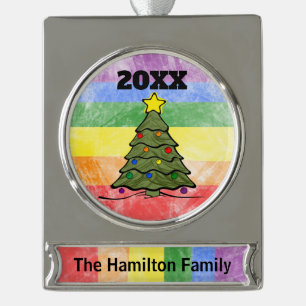 Weihnachtsbaum Rainbow Ornament Namen und Jahr
