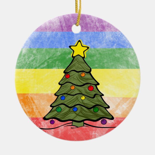Weihnachtsbaum | Rainbow Ornament | Namen und Jahr (Vorne)