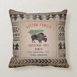 Weihnachtsbaum Ranch Santa Bison Buffalo Burlap Kissen