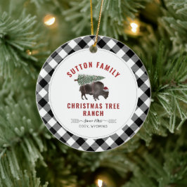 Weihnachtsbaum Ranch Santa Buffalo Kariertes Muste Keramik Ornament