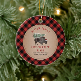 Weihnachtsbaum Ranch Santa Buffalo Rustikal Karier Keramik Ornament