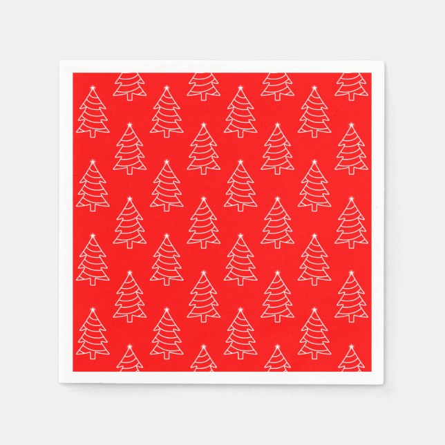 Weihnachtsbaum Red Background Paper Napkin Serviette (Vorderseite)