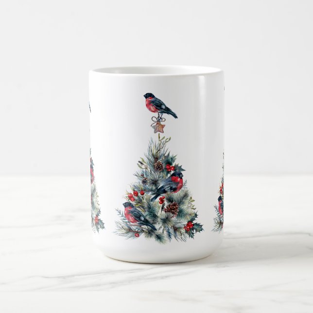 Weihnachtsbaum Red Bullfinch Kaffeetasse (Mittel)