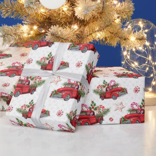 Weihnachtsbaum Red Car Wasserfarbener Urlaub Geschenkpapier