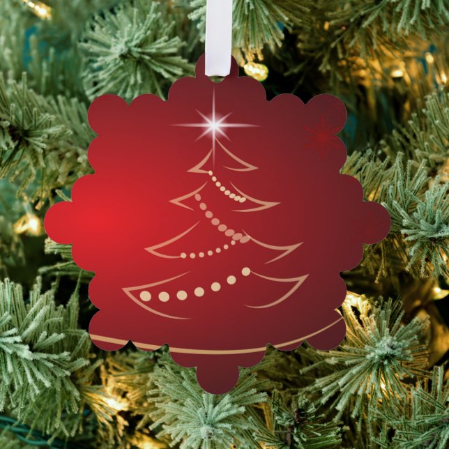 Weihnachtsbaum Red Gold Ornament Card mit Star (Insitu (Baum))