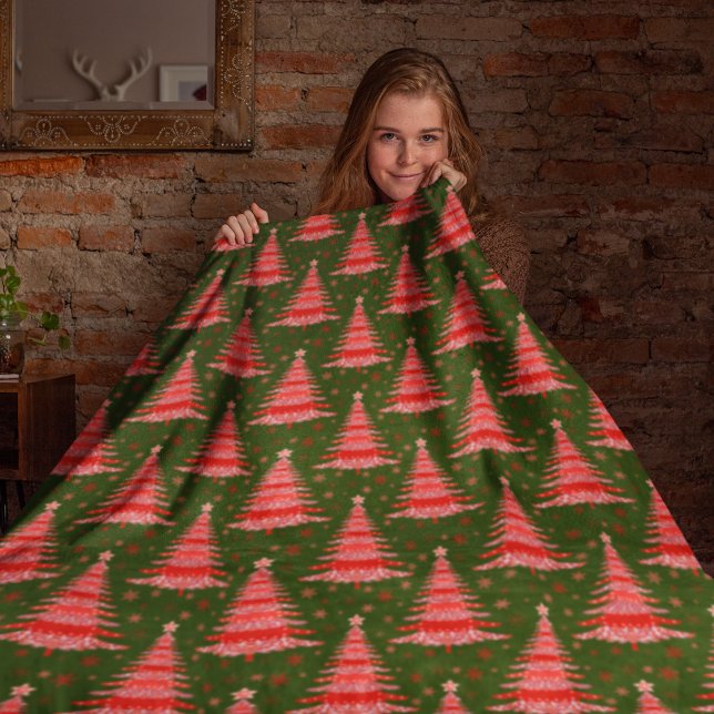 Weihnachtsbaum Red Green Muster Design Fleecedecke (Von Creator hochgeladen)