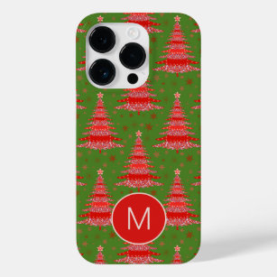 Weihnachtsbaum Red Green Pattern Monogramm Case-Mate iPhone 14 Pro Hülle