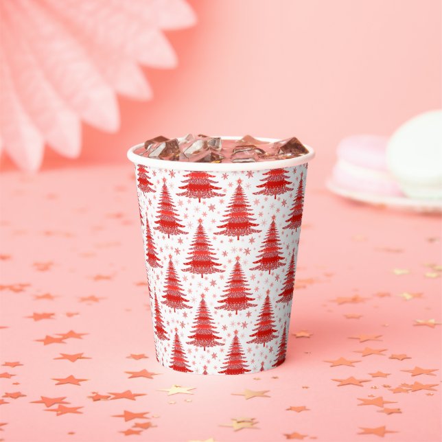 Weihnachtsbaum Red Muster Design Paper Cups Pappbecher (Insitu)