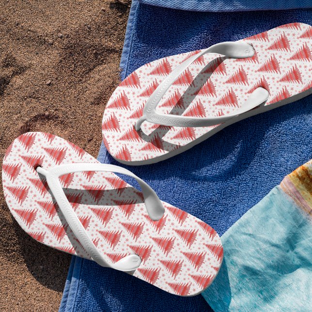 Weihnachtsbaum Red Pattern Design Flip Flops (Von Creator hochgeladen)