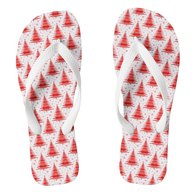Weihnachtsbaum Red Pattern Design Flip Flops (Fußbett)