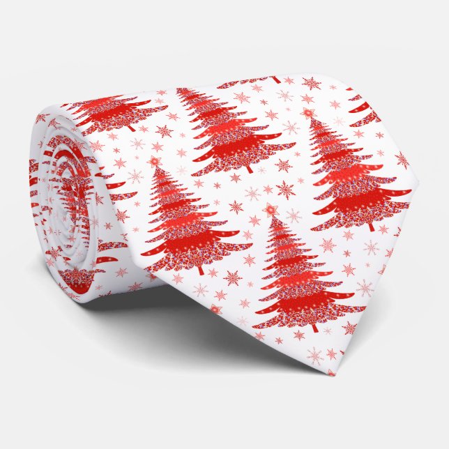 Weihnachtsbaum Red Pattern Design Krawatte (Gerollt)