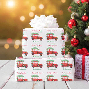 Weihnachtsbaum Red Truck Holiday Wrapping Paper Geschenkpapier