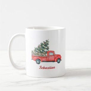 Weihnachtsbaum Red Truck X'mas Name Tasse