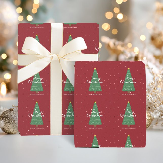 Weihnachtsbaum Red Wrapping Paper Geschenkpapier (Von Creator hochgeladen)