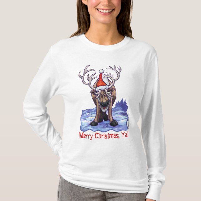 Weihnachtsbaum Rentier Long Sleeve Shirt (Vorderseite)