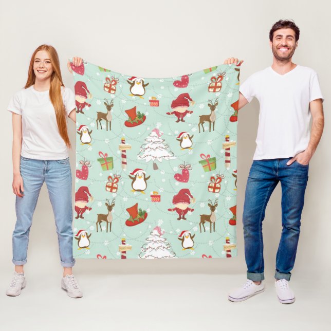 Weihnachtsbaum-Rentierelfen Fleecedecke (Beispiel)