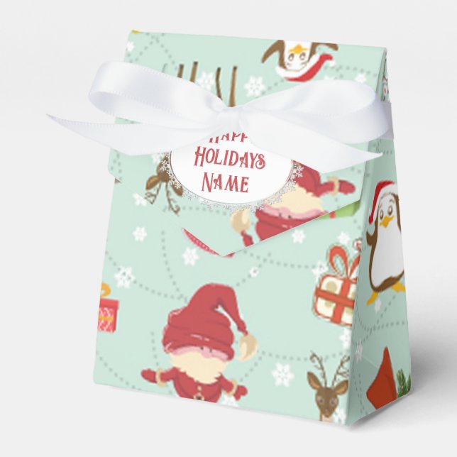 Weihnachtsbaum-Rentierelfen Geschenkschachtel (Vorderseite)