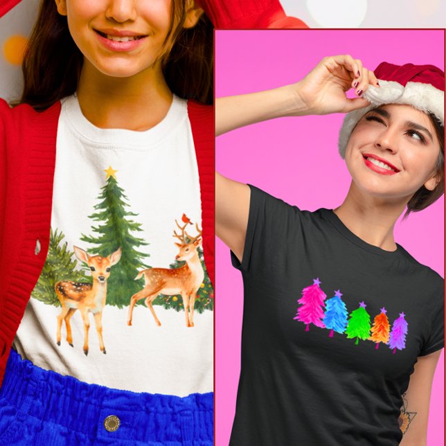 Weihnachtsbaum Rentierfische Kardinäle Weihnachtsb T-Shirt (Von Creator hochgeladen)