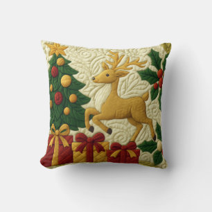 Weihnachtsbaum Rentiergeschenke gequiltet aussehen Kissen
