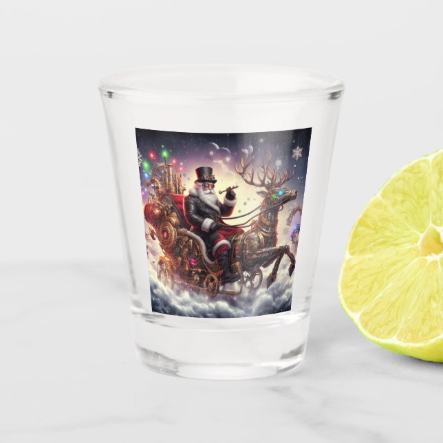 Weihnachtsbaum/Rentiersteampunkt Weihnachten/Winte Schnapsglas (Vorderseite)