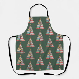 Weihnachtsbaum Retro Bücherwurm Bibliothek Schürze