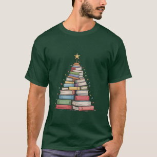 Weihnachtsbaum Retro Bücherwurm Bibliothek  T-Shirt