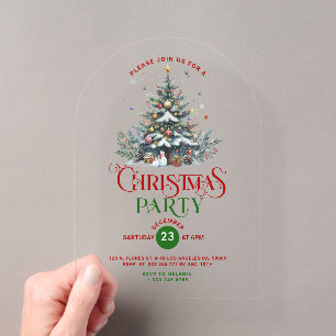 Weihnachtsbaum Retro-Typografie Weihnachtsfeier  Acryleinladungen