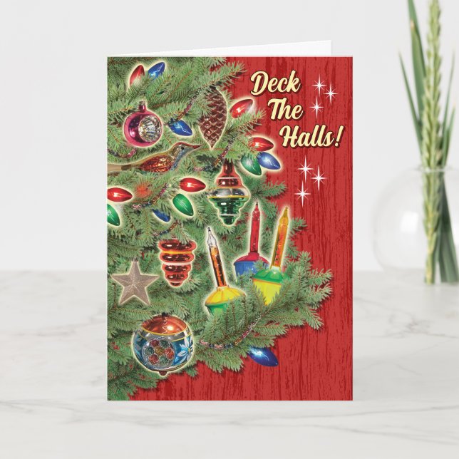 Weihnachtsbaum Retro Weihnachtskarte Feiertagskarte (Vorderseite)