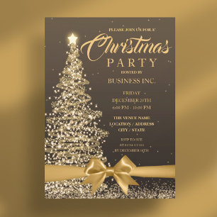 Weihnachtsbaum Ribbon Gold Party Einladung