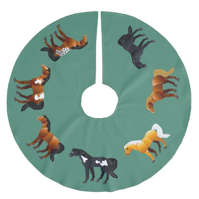 Weihnachtsbaum-Rock des Pferdeliebhabers Polyester Weihnachtsbaumdecke (Vorderseite)