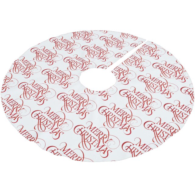 Weihnachtsbaum-Rock - Frohe Weihnachten Polyester Weihnachtsbaumdecke (Schrägansicht)