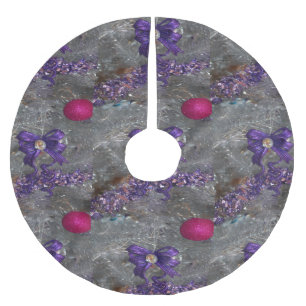 Weihnachtsbaum-Rock-lila Bogen-rosa Verzierung Polyester Weihnachtsbaumdecke