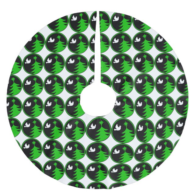 Weihnachtsbaum Rock White Dove Green Polyester Weihnachtsbaumdecke (Vorderseite)