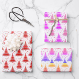 Weihnachtsbaum Rosa blaues Muster Design Geschenkpapier Set