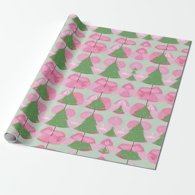 Weihnachtsbaum Rosa Geschenk Wrap Geburtstag Urlau Geschenkpapier (Ungerollt)