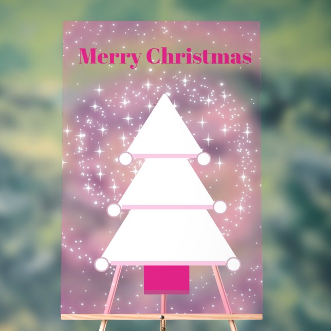 Weihnachtsbaum Rosa Schneeflocken Acrylschild (Neutral)