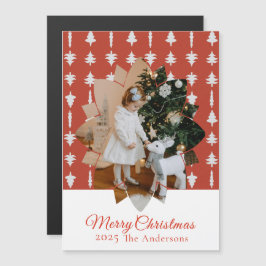 Weihnachtsbaum Rot Foto Feiertags Magnetisch Magnetkarte