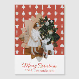 Weihnachtsbaum Rot Foto Feiertags Magnetisch Magnetkarte