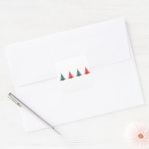 Weihnachtsbaum Rot Grün Design Quadratischer Aufkleber
