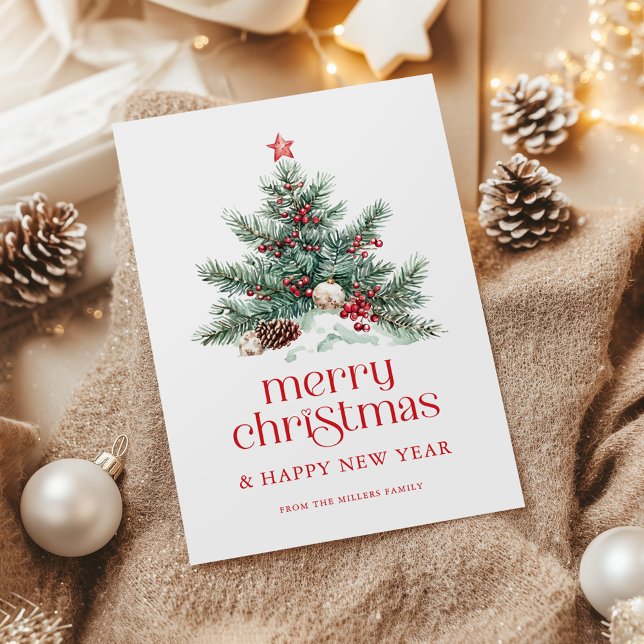 Weihnachtsbaum Rot Retro-Typografie  Einladung (Von Creator hochgeladen)