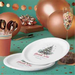 Weihnachtsbaum Rot Retro-Typografie Pappteller