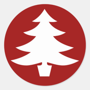 Weihnachtsbaum, Rot Runder Aufkleber