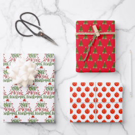 Weihnachtsbaum rot und grün geschenkpapier set