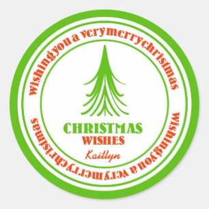 Weihnachtsbaum rot und grün runder aufkleber